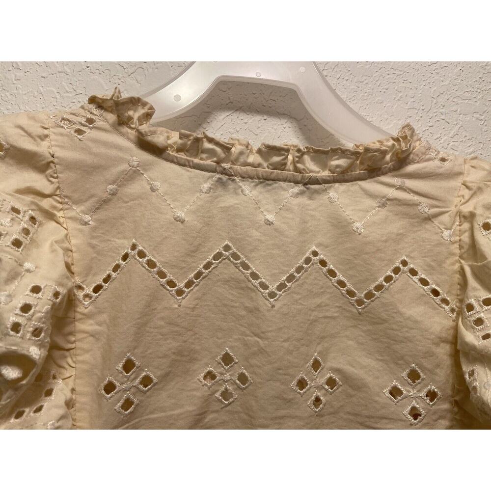Zara Cream Eyelet Ruffle Blouse - Picture 6 of 12
